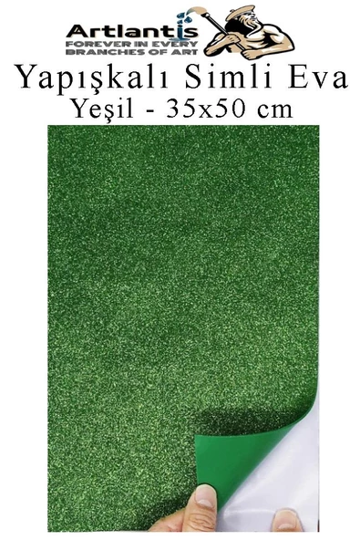 Yapışkanlı Simli Eva 35x50 cm 1 Adet Simli Yapışkanlı Eva Süngeri Okul Kreş Anasınıfı Elişi Etkinlikleri Hobi - 11