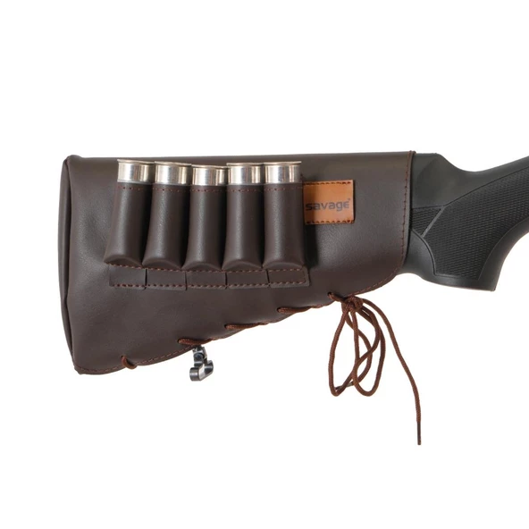 Deri Dipçik Fişekliği - Savage - Kahve - 5'li