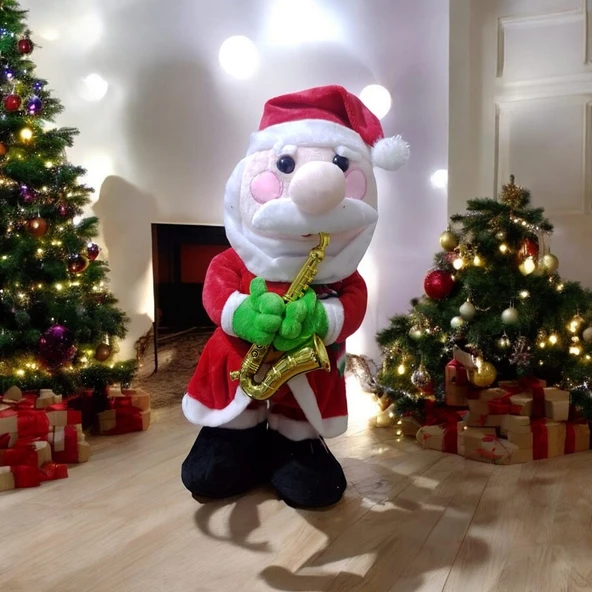 VIP KALİTE DANS EDEN SAKSAFON ÇALAN NOEL BABA MÜZİKLİ NOEL BABA NOEL BABA YILBAŞI SÜSLERİ - Resim 2