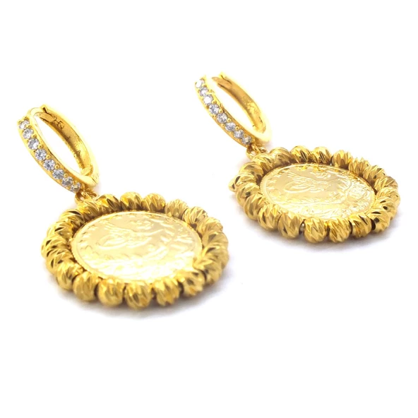 BZ Altın Kaplama Reşatlı Dorikalı Kadın Küpe UNK-751 - 5