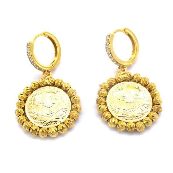 BZ Altın Kaplama Reşatlı Dorikalı Kadın Küpe UNK-751 - 4