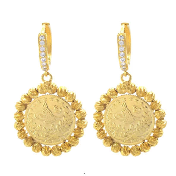 BZ Altın Kaplama Reşatlı Dorikalı Kadın Küpe UNK-751