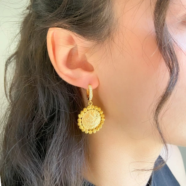 BZ Altın Kaplama Reşatlı Dorikalı Kadın Küpe UNK-751 - 2