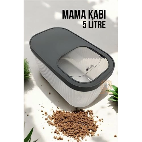 ModaCar Kedi ve Köpek Mama Saklama Kabı Sürgülü Kapaklı 5 Litre