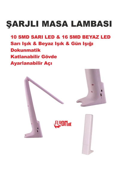 DOKUNMATİK ŞARJLI MASA LAMBASI  3 FONSİYONLU GÖZ YORMAYAN AYARLI AÇI, KATLANABİLİR KİTAP OKUMA IŞIK - 3