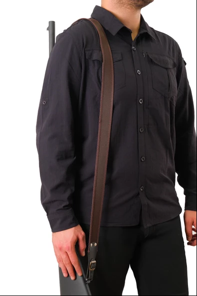Tüfek Askı Kayışı - Savage - 4 cm Kolon - Kahve - 2