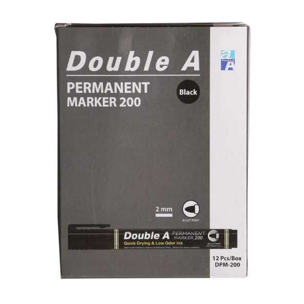 Double A Permanent Yuvarlak Uçlu Kalem Siyah  12'li