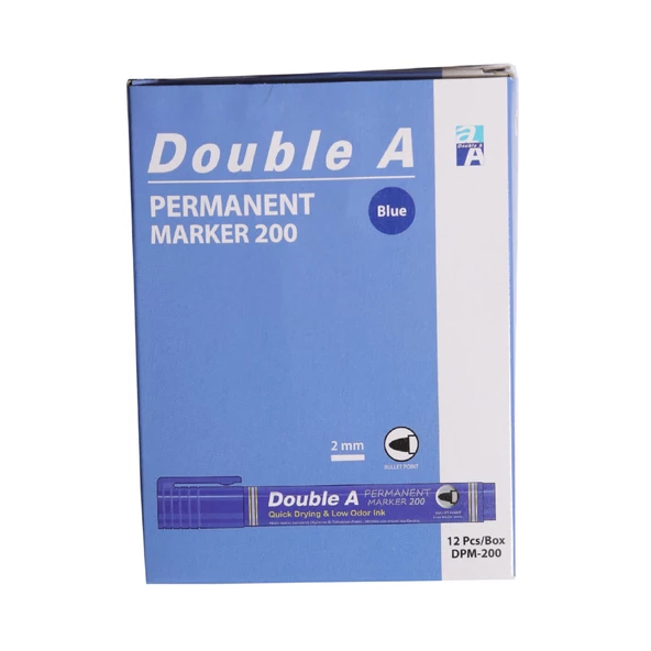 Double A Permanent Yuvarlak Uçlu Kalem Mavi 12'li