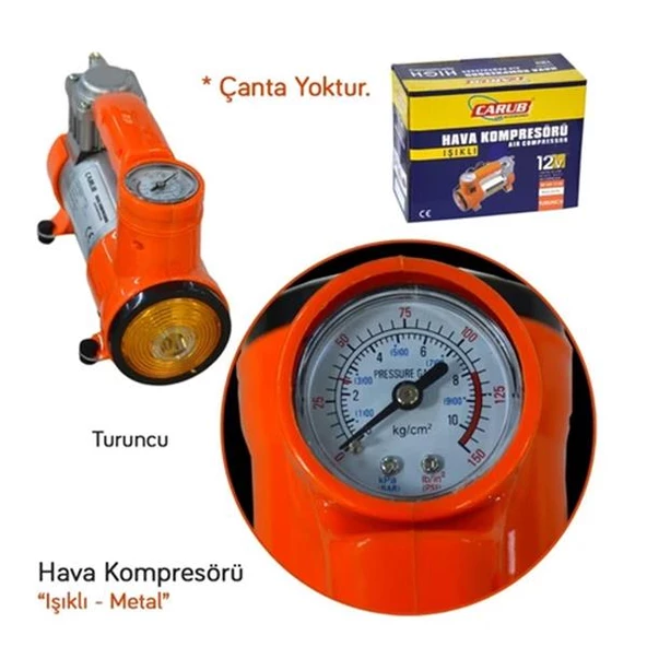 Hko Hava Kompresörü 12V 150 Psı Metal Isıklı Turuncu - 2
