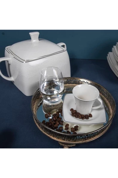 Güral Porselen Carolıne 85 Parça Kare Bone Yemek Takımı - 5906 - 4