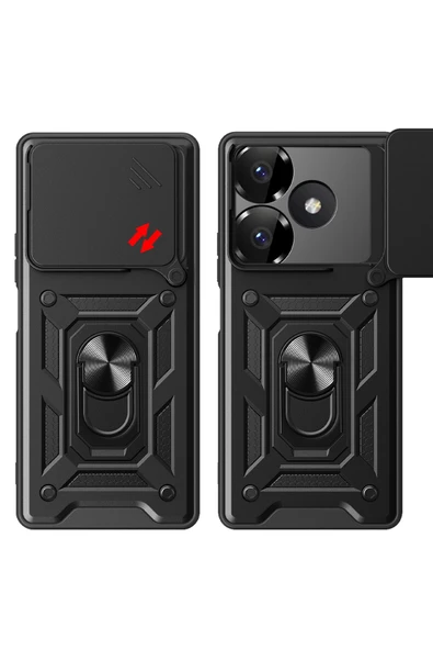 Xiaomi Redmi 13 4G ile Uyumlu Kılıf Pars Lens Sürgülü Yüzüklü Standlı Korumalı Kılıf - 2