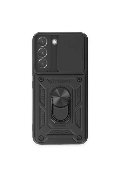 Nevarium Samsung Galaxy S23 Uyumlu Kılıf Pars Lens Sürgülü Yüzüklü Standlı Korumalı Kılıf