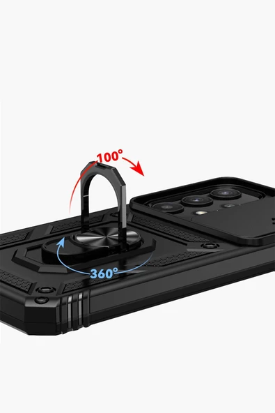 Nevarium Samsung Galaxy A55 5G Uyumlu Kılıf Pars Lens Sürgülü Yüzüklü Standlı Korumalı Kılıf - Resim 3
