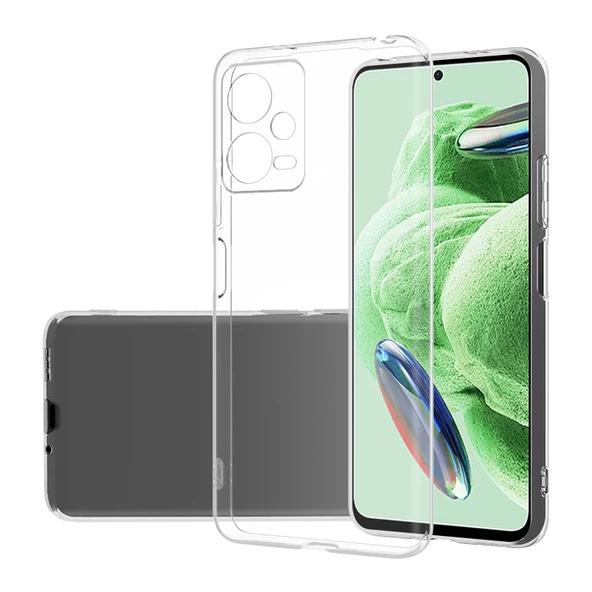 Nevarium Xiaomi Redmi Note 12 5G Uyumlu Kılıf Lüx Şeffaf Kamera Korumalı Silikon Kılıf