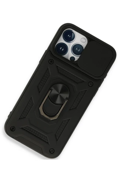 Nevarium iphone 15 Pro Uyumlu Kılıf Pars Lens Sürgülü Yüzüklü Standlı Korumalı Kılıf - Resim 2