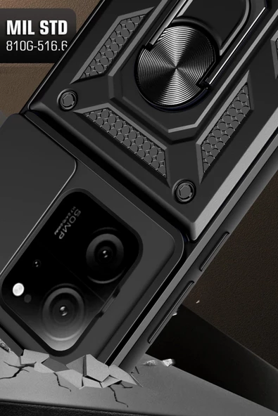 Nevarium Xiaomi Mi 13T Pro Uyumlu Kılıf Pars Lens Sürgülü Yüzüklü Standlı Korumalı Kılıf - Resim 3