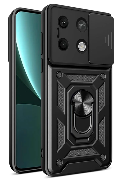 Nevarium Xiaomi Redmi Note 13 5G Uyumlu Kılıf Pars Lens Sürgülü Yüzüklü Standlı Korumalı Kılıf ürün görseli