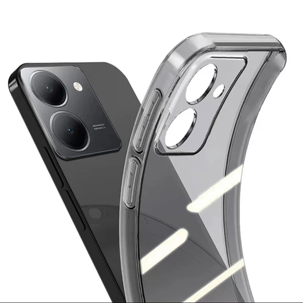 Nevarium Vivo Y36 4G Uyumlu Kılıf Lüx Şeffaf Kamera Korumalı Silikon Kılıf - Resim 3