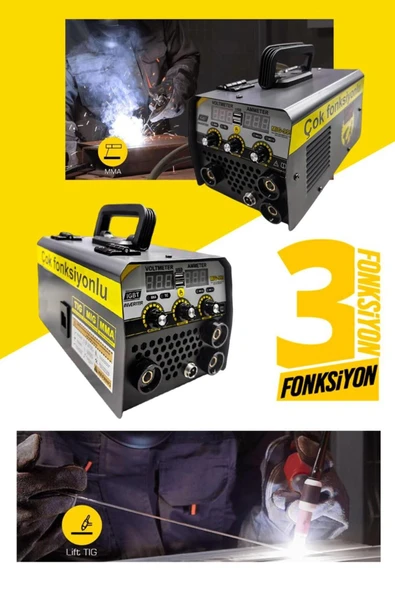 3 FONKSİYONLU GAZSIZ GAZALTI KAYNAK MAKİNASI MIG TIG MMA TORÇLAR DAHİL İTALYAN ÜRETİM