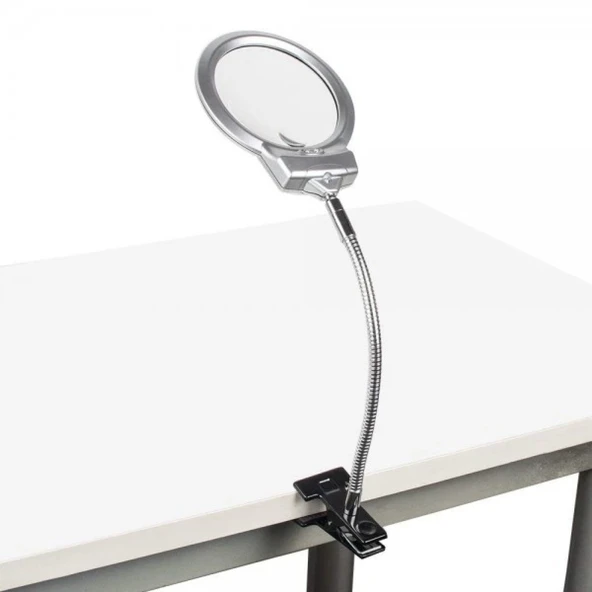 2.5x130 Mm 5x24 Mm Led Aydınlatmalı Büyüteç,masa Üstü Metal Hortum Mandallımg15124c - 7