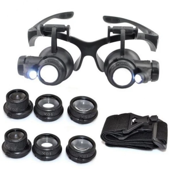 Gözlük Modeli 10x 15x 20x 25x Lens,2led Işıklı,büyüteç - 7