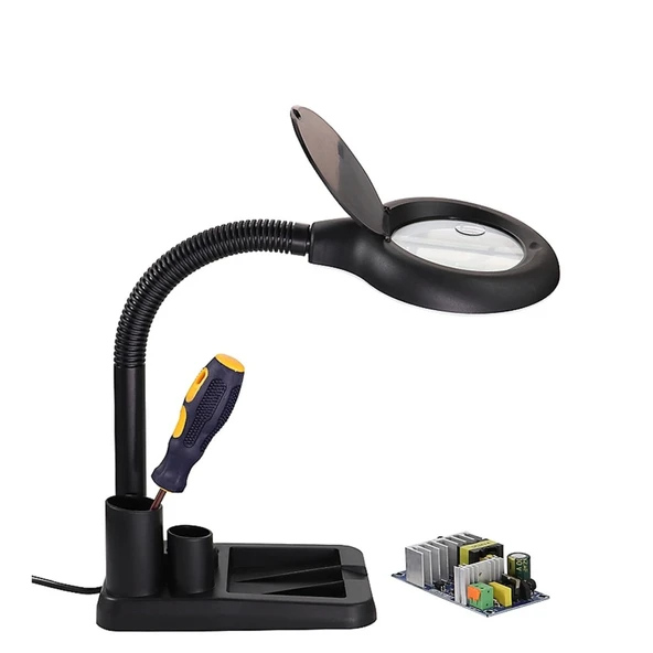 Esnek 5x /10x,40 Led Işıklı Büyüteç ,lamba Büyüteç Okuma, Çalışma Lehim Masa Lambası A808 - 7