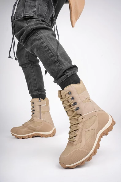 Muggo LOVAX Garantili Tactical Askeri Fermuarlı ve Bağcıklı Postal Çöl Botu - 8