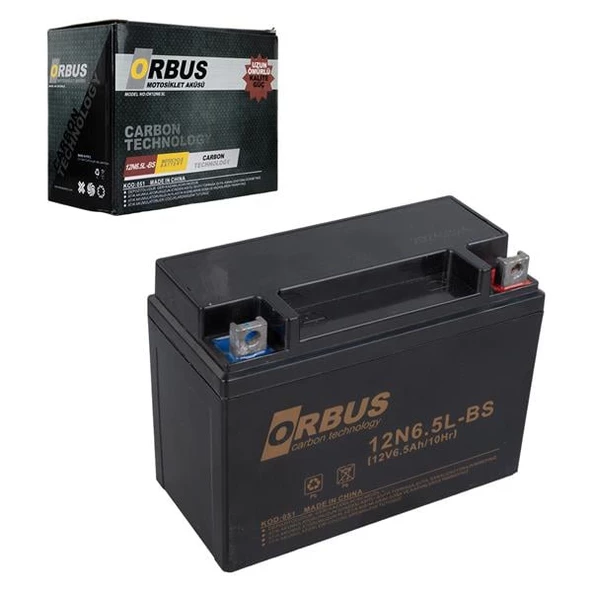 ORBUS 12N6.5L-BS 12V 6.5A MOTOSİKLET AKÜSÜ (139 X 66 X 100 MM) (2.05KG)