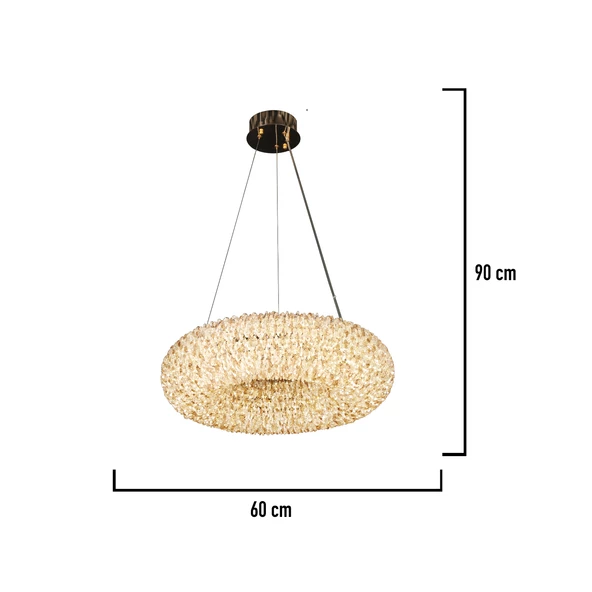 Apliqa Leman 60'lık Yuvarlak Gold 60 Watt Kristal Taşlı Salon Sarkıt Avize - 4