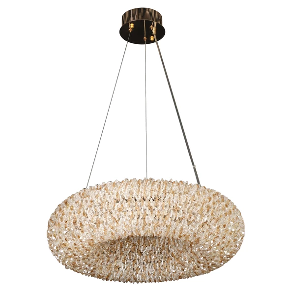 Apliqa Leman 60'lık Yuvarlak Gold 60 Watt Kristal Taşlı Salon Sarkıt Avize - 2