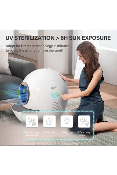 ELS Pet Otomatik Smart Pro Akıllı Kedi Tuvaleti,els Pet Uv Ile Bakteri Temizleme,koku Geçirmez,app Kontrol - 4