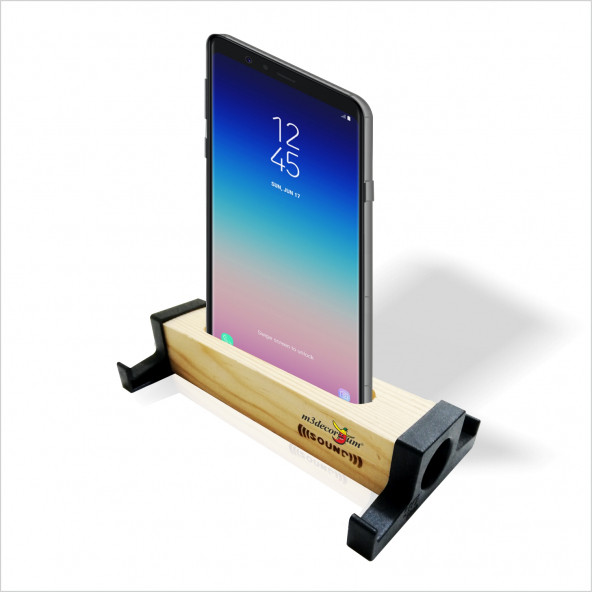 Her Markaya Uyan Doğal Ahşap Stereo Ses Yükselticili Yatay Dikey Cep Telefonu Tablet Tutucusu Standı
