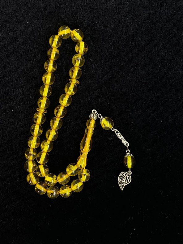 Küre Kesim Hakiki Karınca Fosilli Püsküllü Toz Kehribar Tesbih Midyat Gümüş - 7