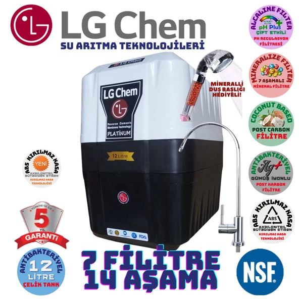LG Chem PLATİNUM BEYAZ SİYAH 12 LİTRE 7 FİLTRE 14 AŞAMA SU ARITMA CİHAZI