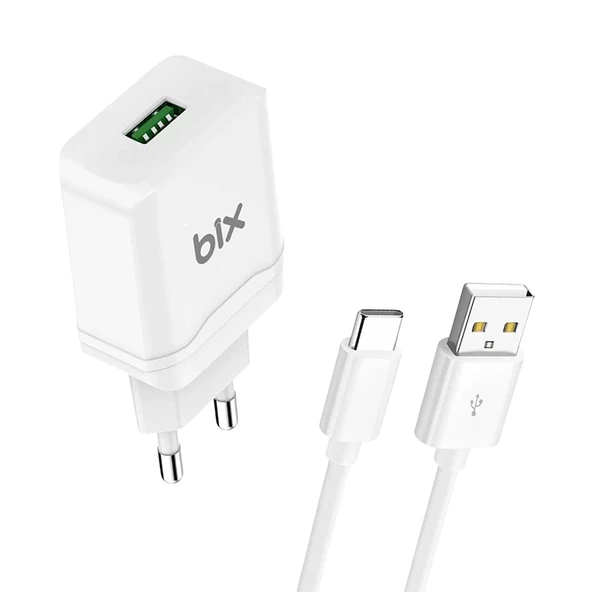 Bix bxqc18c 18w fast qualcoom 3.0 Chargıng adapter & type-c cable