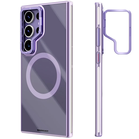 Youngkit Galaxy S24 Ultra Kılıf Magsafe Şarj Özellikli Sararma Önleyici Youngkit Crystal Grid Kapak - Resim 2