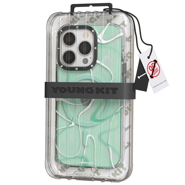 Youngkit Apple iPhone 14 Pro Kılıf Magsafe Şarj Özellikli Youngkit Water-Ink Serisi Kapak - Resim 7