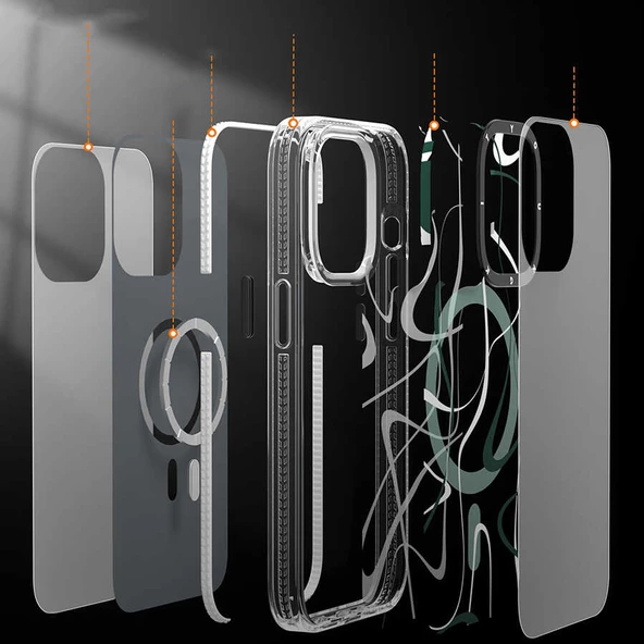 Youngkit Apple iPhone 14 Pro Kılıf Magsafe Şarj Özellikli Youngkit Water-Ink Serisi Kapak - Resim 4