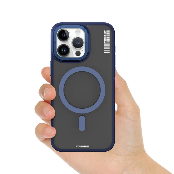 Youngkit Apple iPhone 15 Kılıf Magsafe Şarj Özellikli Youngkit Rock Sand Serisi Kapak - Resim 2