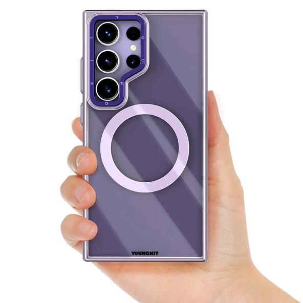 Youngkit Galaxy S24 Ultra Kılıf Magsafe Şarj Özellikli Sararma Önleyici Youngkit Crystal Grid Kapak - Resim 6