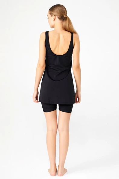 Adasea 3382 Siyah YENİ Askılı Şortlu Yüzücü Mayo - Resim 2