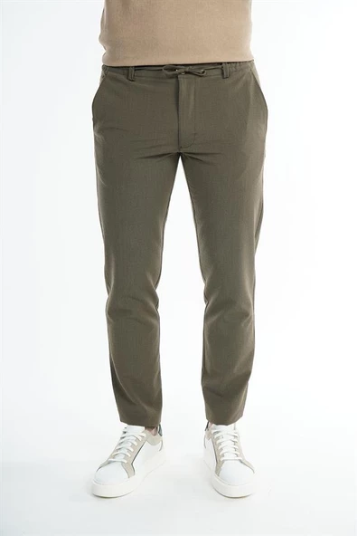 İntersivin Likralı Yazlık Beli Lastikli İp Kemerli  Dokulu Erkek Pantolon - Resim 5