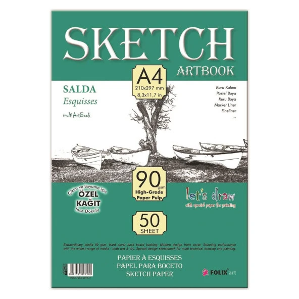 Salda Bloknot Sketch Tutkallı A4 90 Gr 50 SY 821510