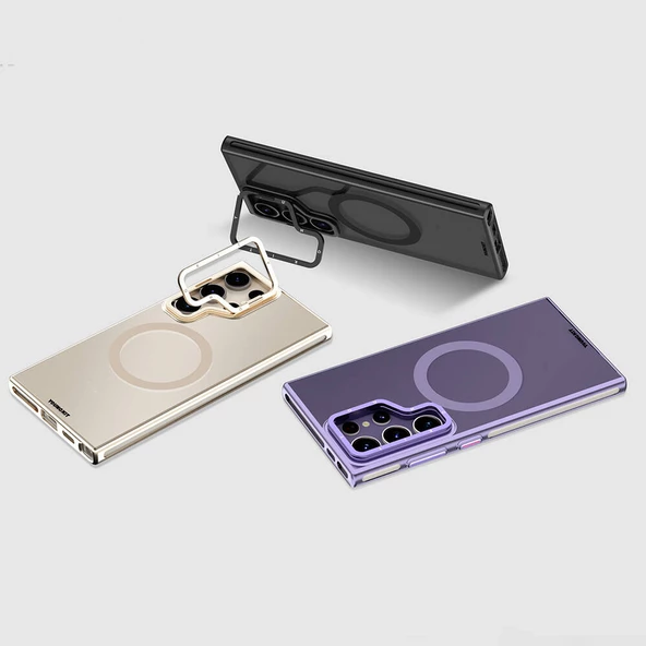 Youngkit Galaxy S24 Ultra Kılıf Magsafe Şarj Özellikli Sararma Önleyici Youngkit Crystal Grid Kapak - Resim 3