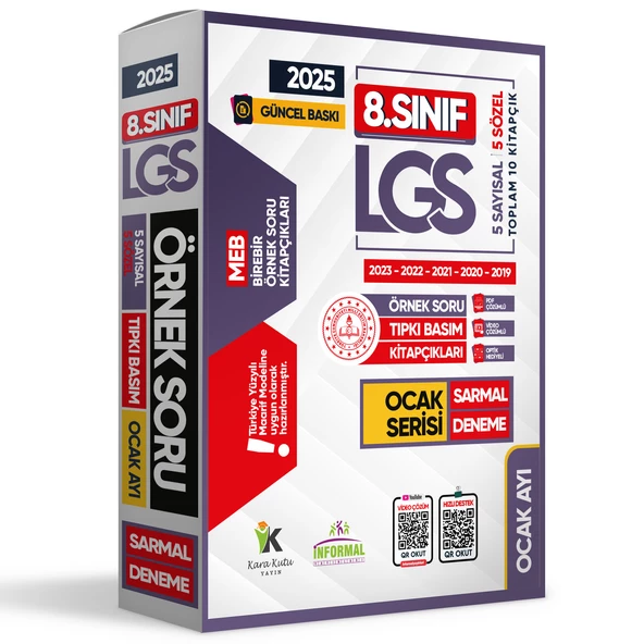 2025 8.Sınıf LGS Ocak Ayı MEB Örnek Soru Tıpkı Basım Sarmal Deneme Paketi 5li Video/PDF Çözümlü - 8