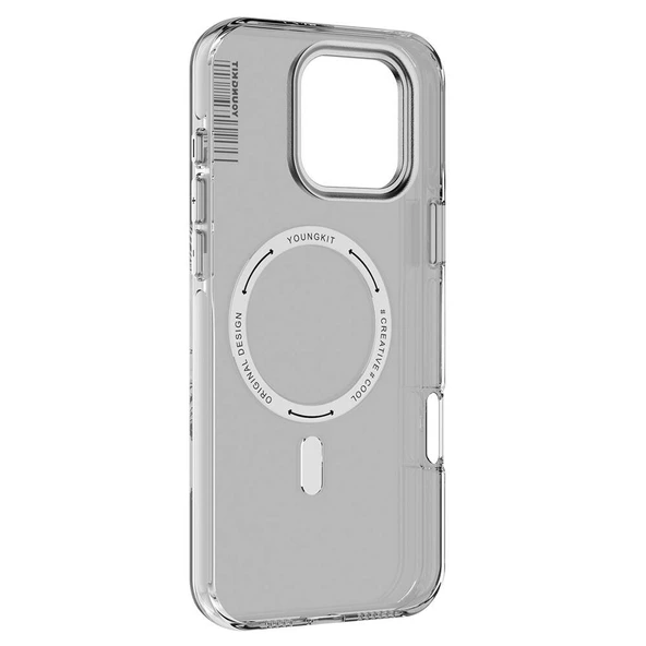 Youngkit Apple iPhone 16 Pro Max Kılıf Magsafe Şarj Özellikli Şeffaf Youngkit Crystal Shield Serisi Kapak - Resim 10