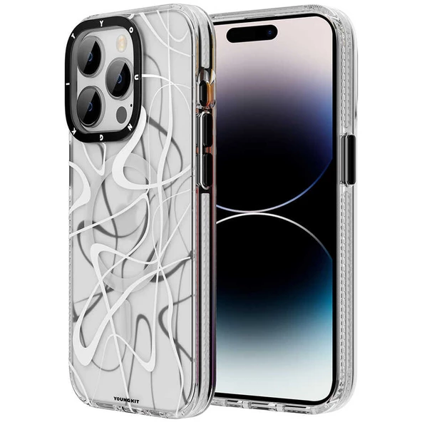 Youngkit Apple iPhone 14 Pro Max Kılıf Magsafe Şarj Özellikli Youngkit Water-Ink Serisi Kapak - Resim 10