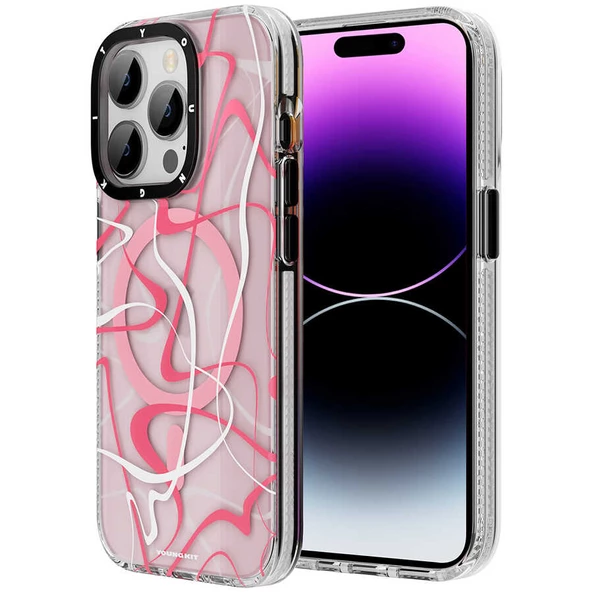 Youngkit Apple iPhone 14 Pro Max Kılıf Magsafe Şarj Özellikli Youngkit Water-Ink Serisi Kapak - Resim 9