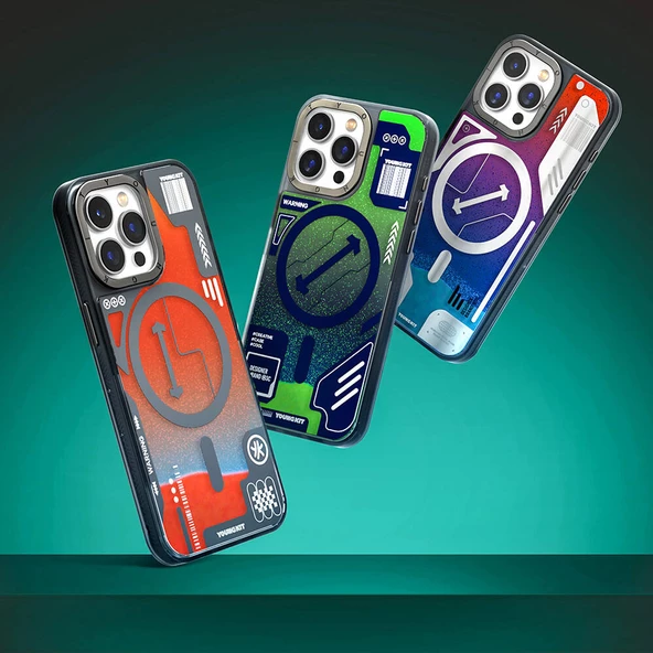 Youngkit Apple iPhone 15 Pro Kılıf Magsafe Şarj Özellikli YoungKit Galaxy Serisi Kapak - Resim 7