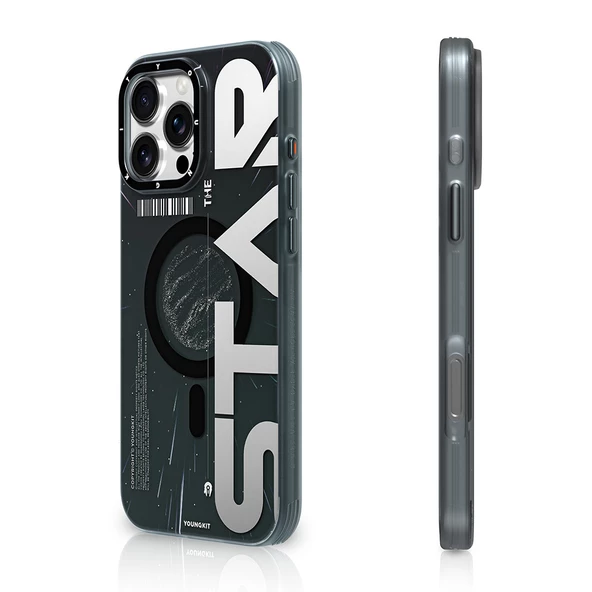 Youngkit Apple iPhone 16 Pro Max Kılıf Magsafe Şarj Özellikli Airbagli Hologram Tasarımlı Youngkit Interstellar Serisi Kapak - Resim 6